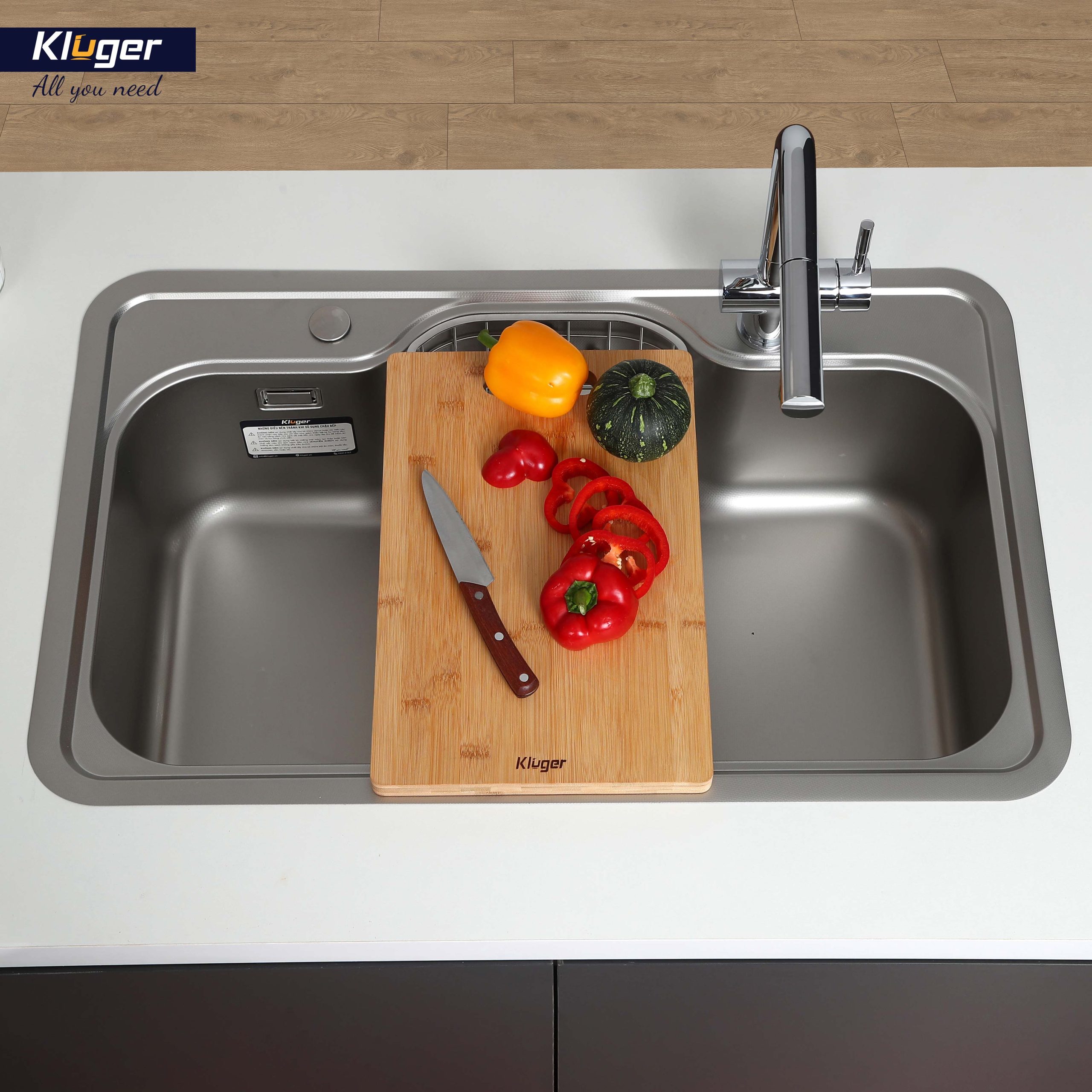 Chậu rửa chén Posco 304 Linen dập nổi KLUGER KW8151FS–S80 (K500 Series)