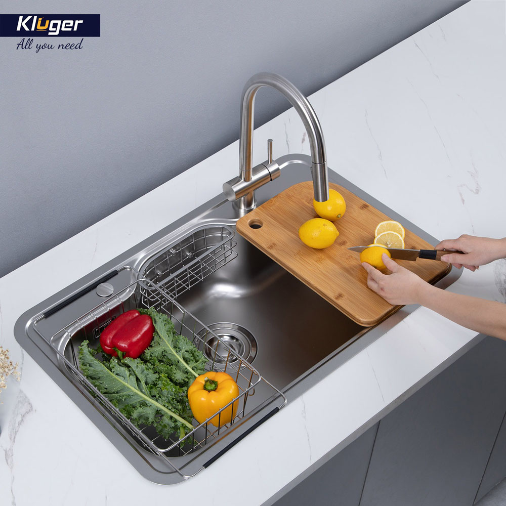 Chậu rửa chén Posco 304 Linen dập nổi KLUGER KW8151FS-S80Plus (K500 Series)