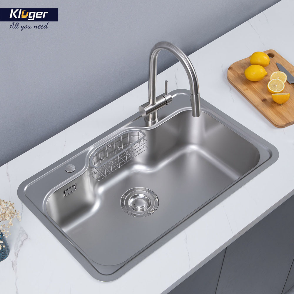 Chậu rửa chén Posco 304 Linen dập nổi KLUGER KW8151FS-S80Plus (K500 Series)