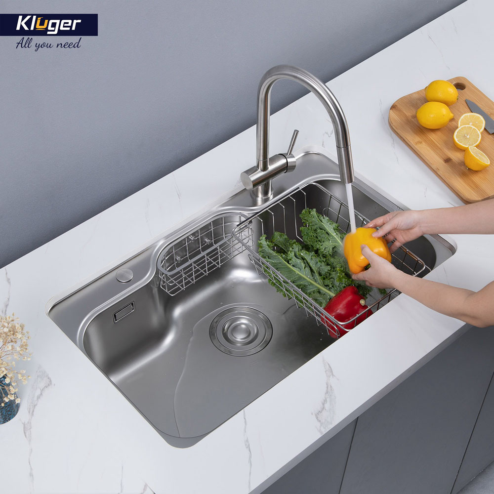 Chậu rửa chén Posco 304 Linen dập nổi KLUGER KW8151FS-S80Plus (K500 Series)