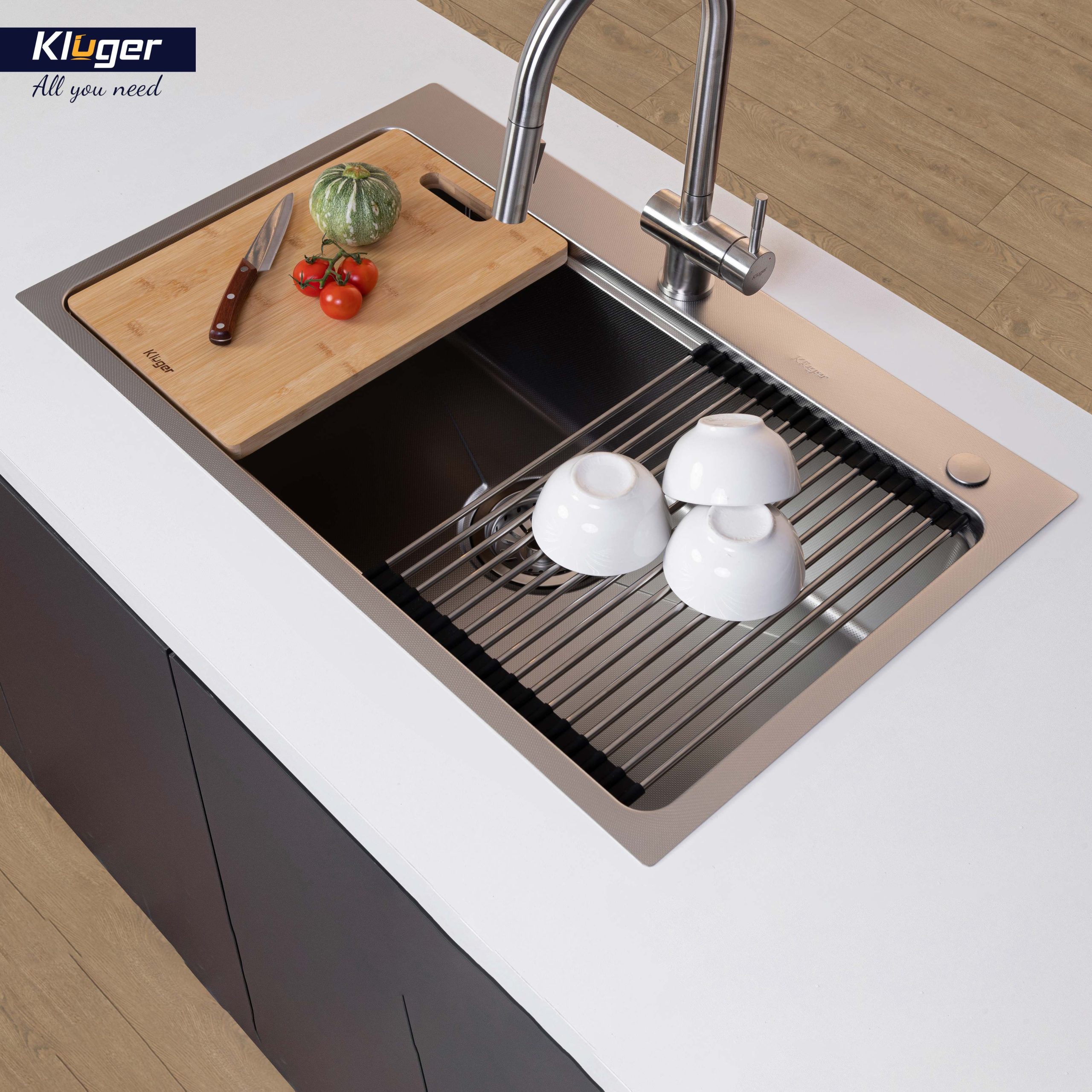 Chậu rửa chén Posco 304 Linen dập nổi KLUGER KW8181FS-S81 (K800 Series)