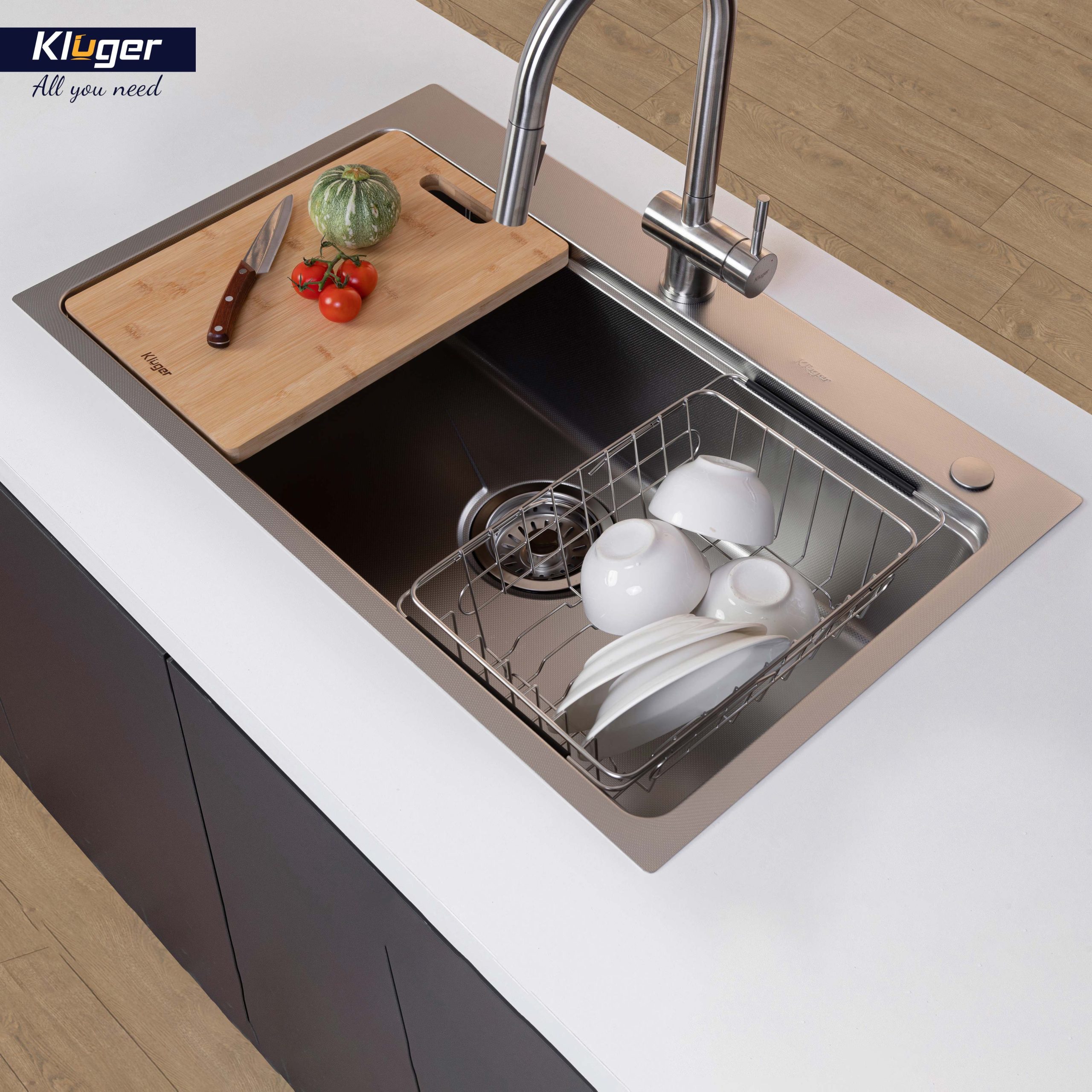 Chậu rửa chén Posco 304 Linen dập nổi KLUGER KW8181FS-S81 (K800 Series)