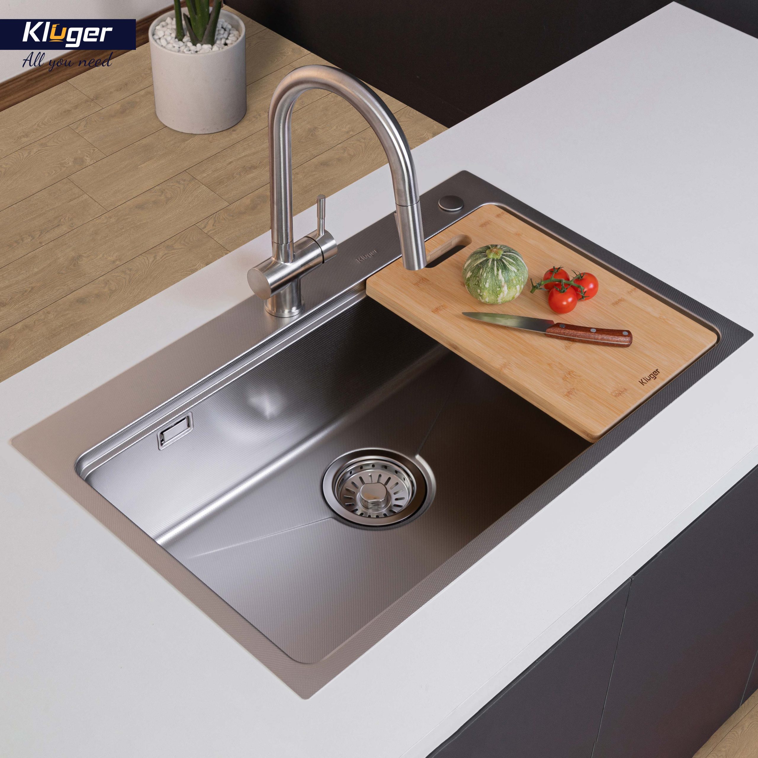 Chậu rửa chén Posco 304 Linen dập nổi KLUGER KW8181FS-S81 (K800 Series)