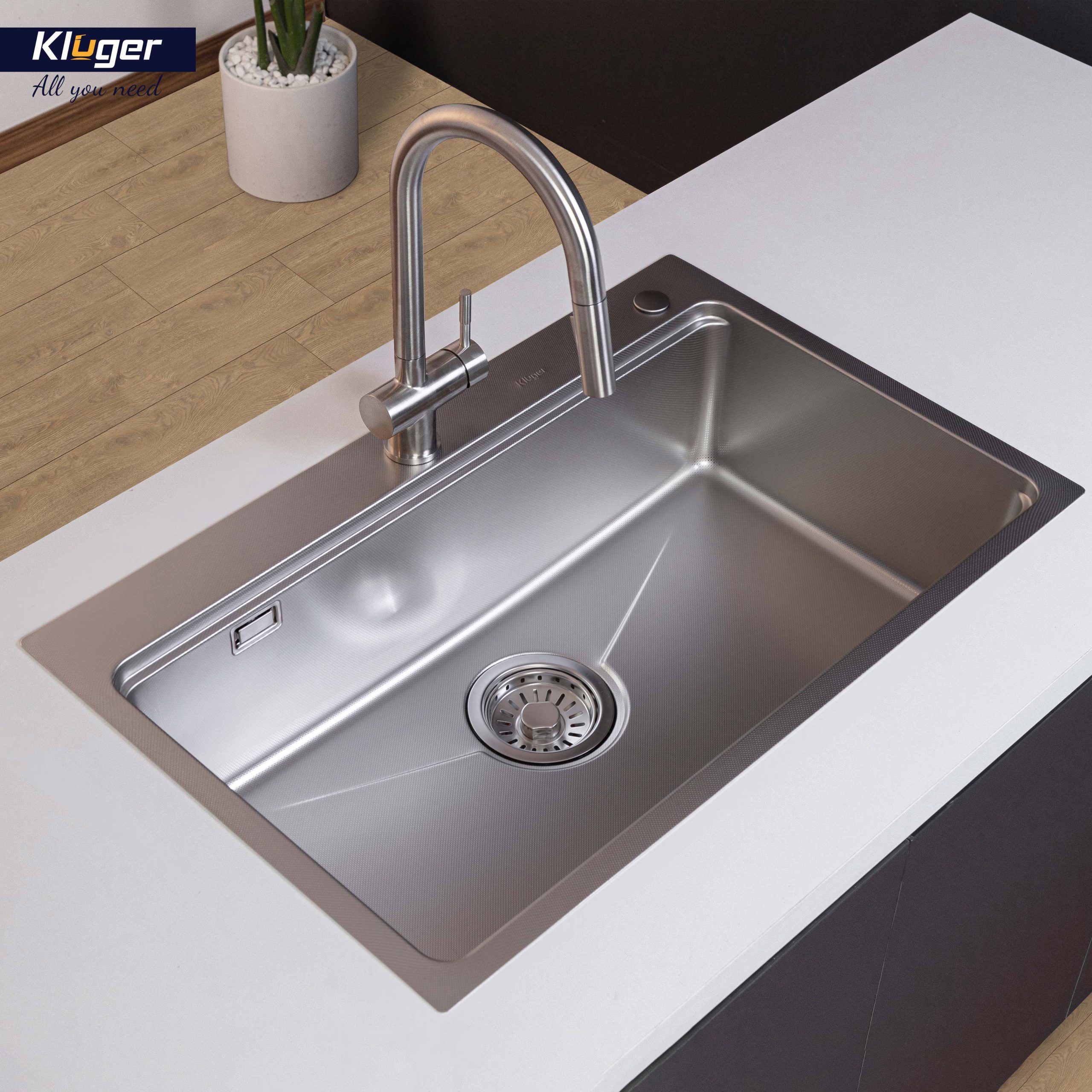 Chậu rửa chén Posco 304 Linen dập nổi KLUGER KW8181FS-S81 (K800 Series)