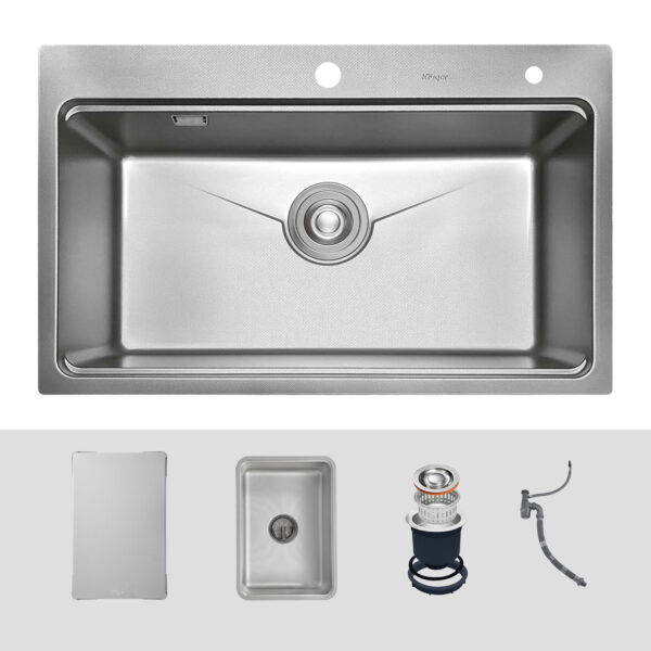 Chậu rửa chén Posco 304 Linen dập nổi Kluger KW8181FS - S81 - Plus