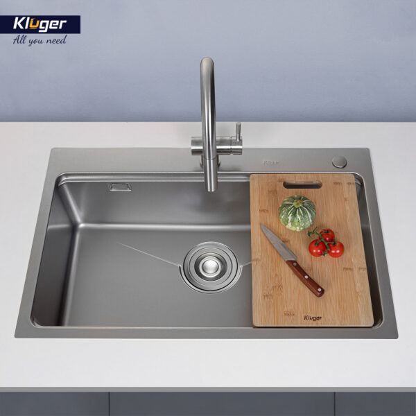 Chậu rửa chén Posco 304 Linen dập nổi Kluger KW8181FS - S81 - Plus