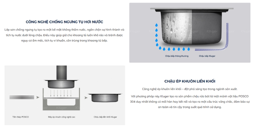 Chậu rửa chén Posco 304 Linen dập nổi Kluger KW8181FS - S81 - Plus