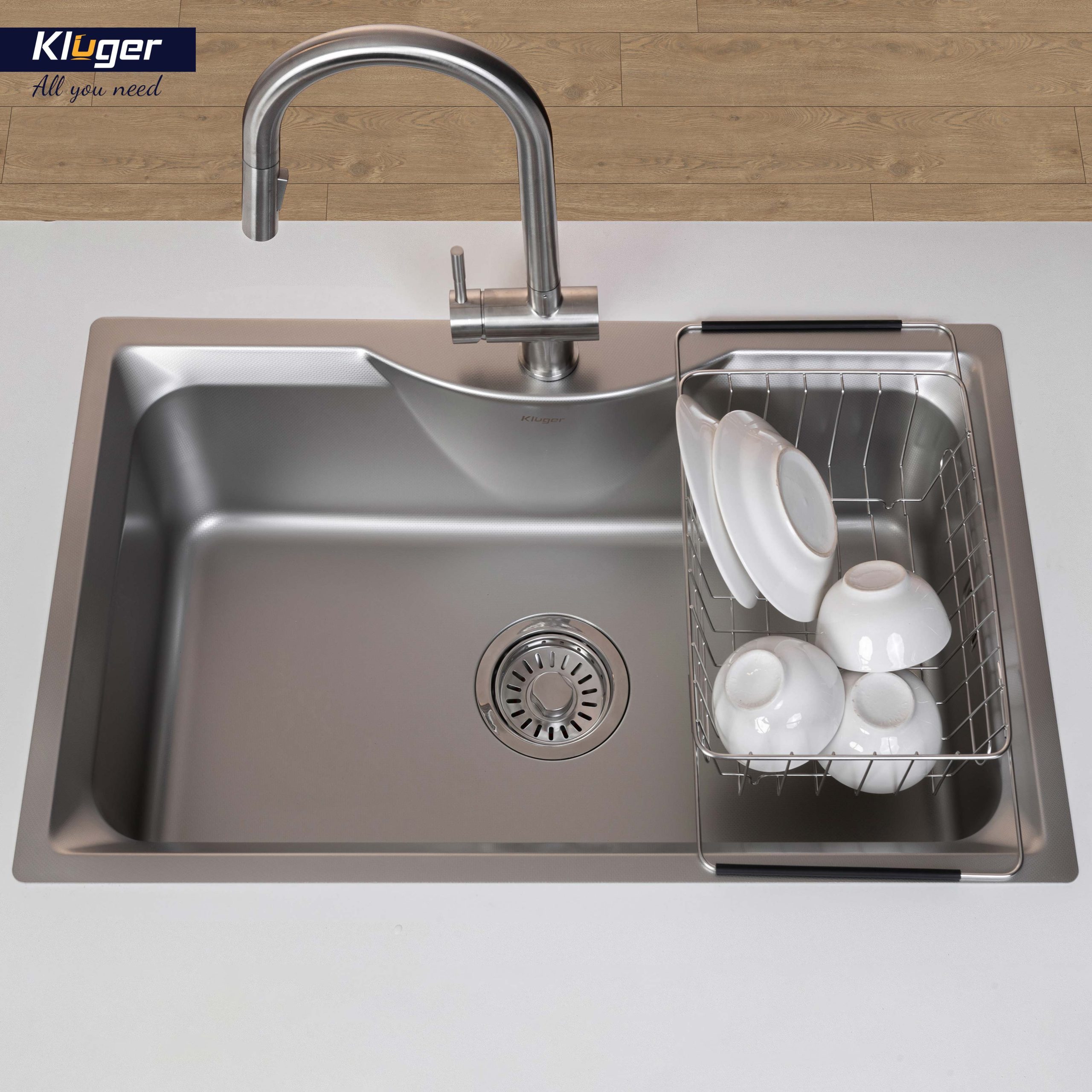 Chậu rửa chén Posco 304 Linen dập nổi KLUGER KW8191FS-S79 (K900 Series)