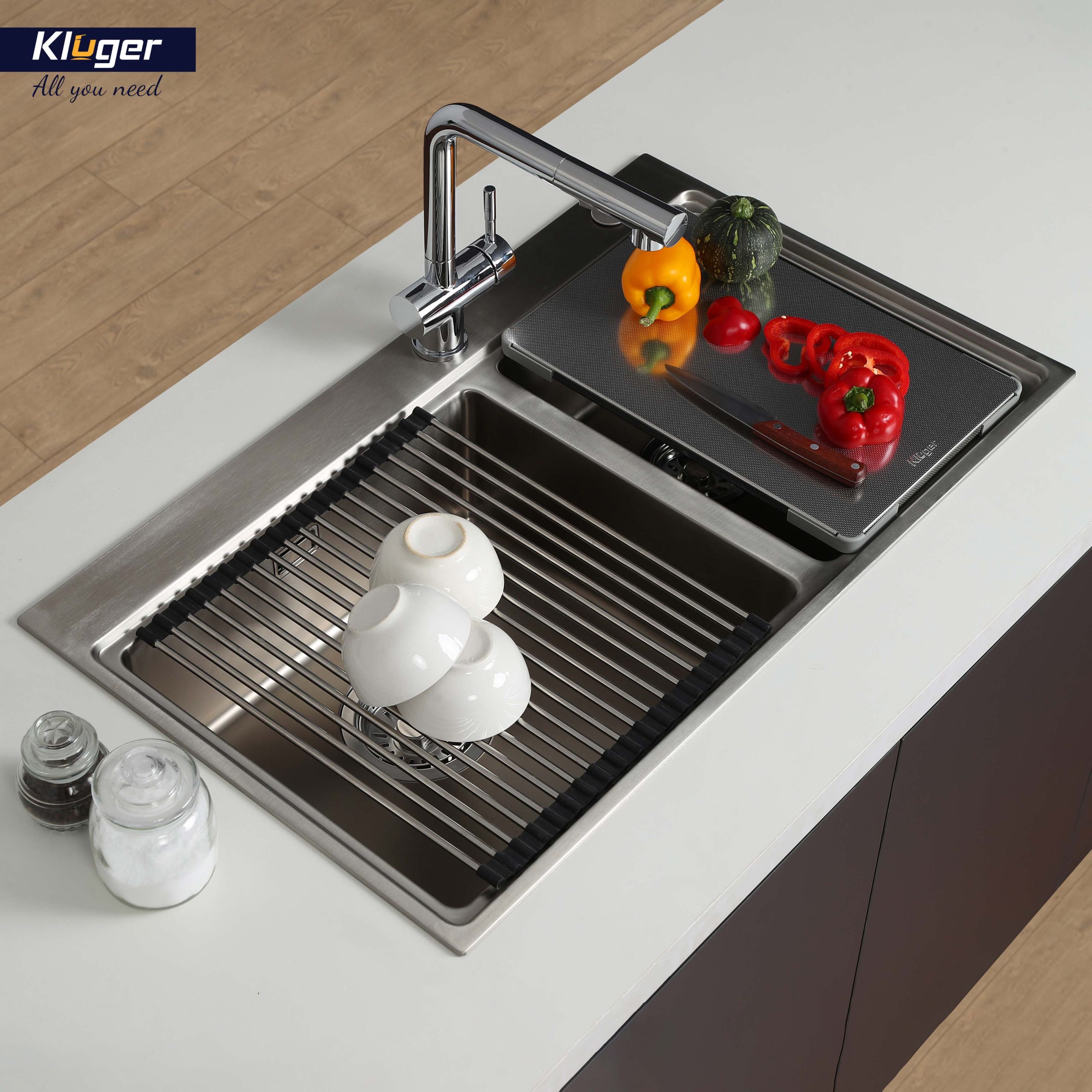 Chậu rửa chén Posco 304 đánh bóng bề mặt Kluger KW8211S - S84