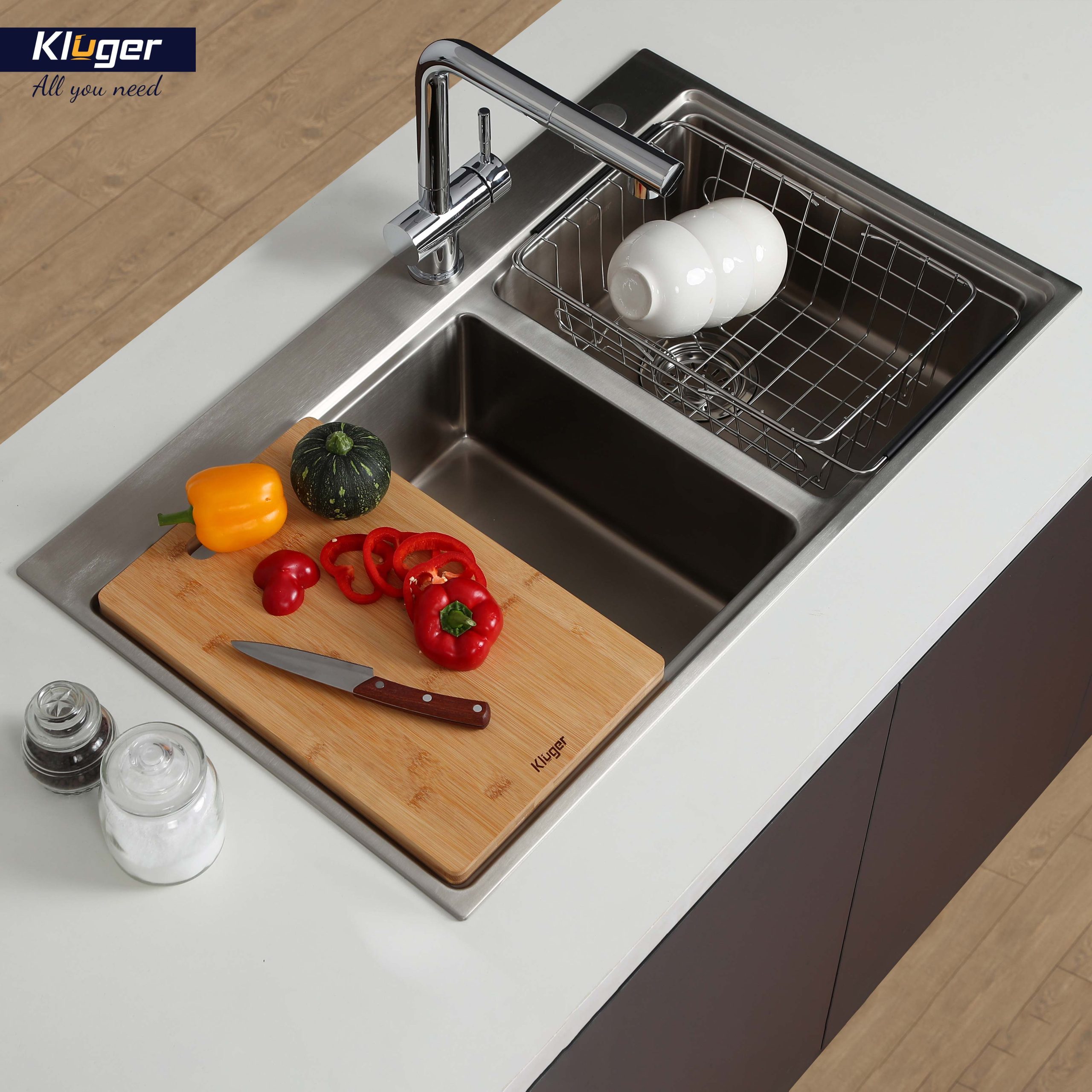 Chậu rửa chén Posco 304 đánh bóng bề mặt Kluger KW8211S - S84