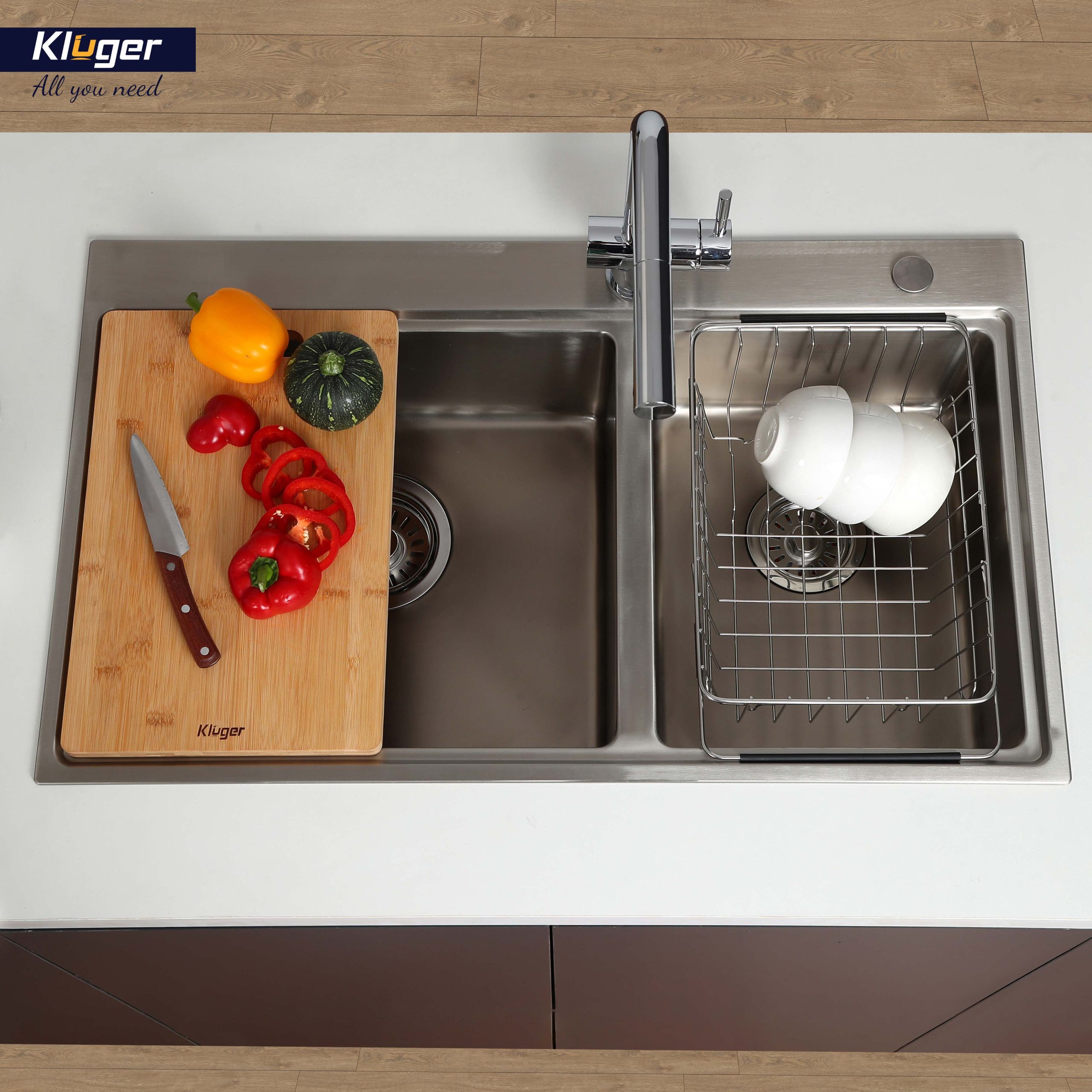 Chậu rửa chén Posco 304 đánh bóng bề mặt Kluger KW8211S - S84
