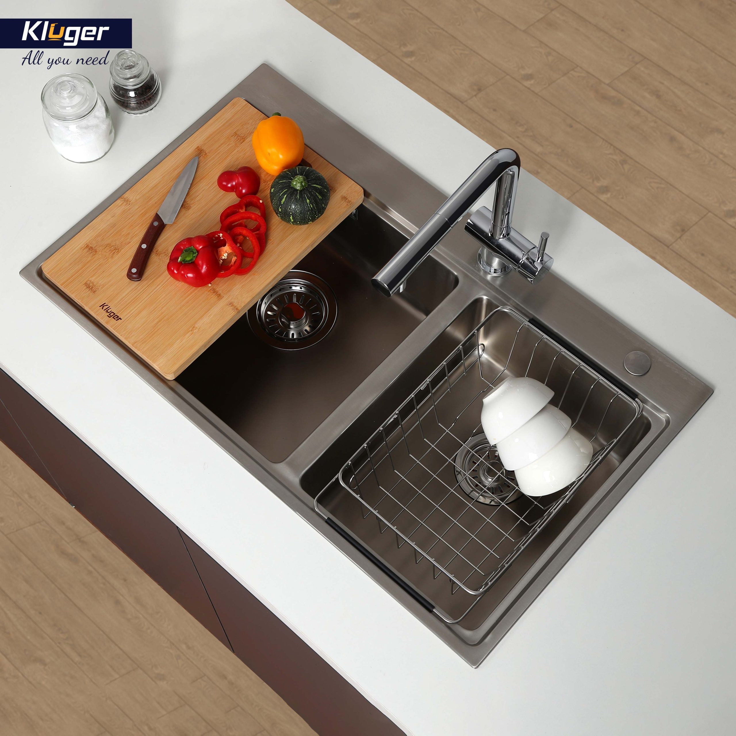 Chậu rửa chén Posco 304 đánh bóng bề mặt Kluger KW8211S - S84