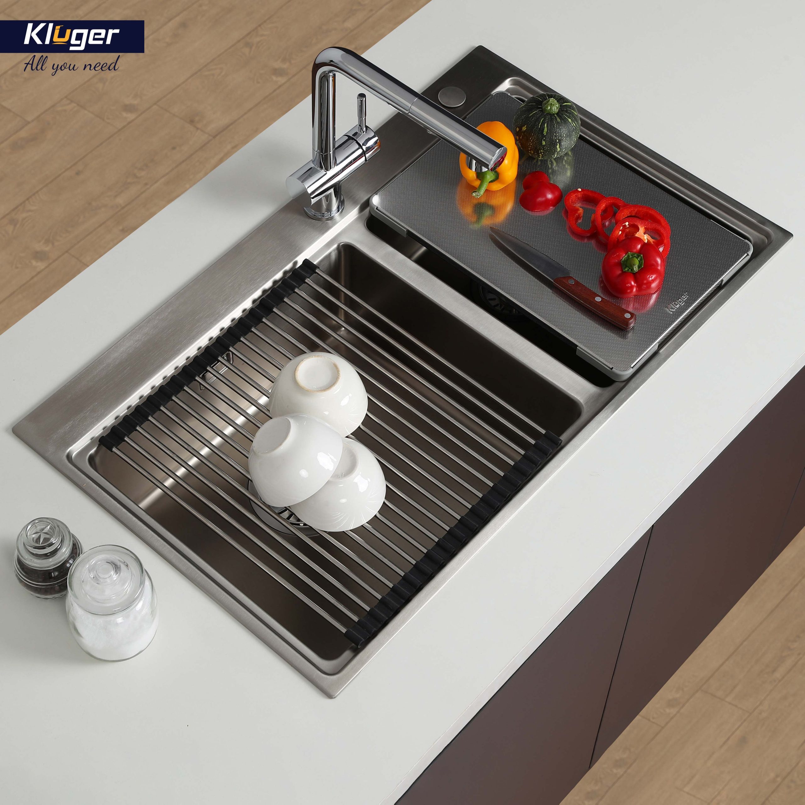 Chậu rửa chén Posco 304 đánh bóng bề mặt Kluger KW8211S - S84