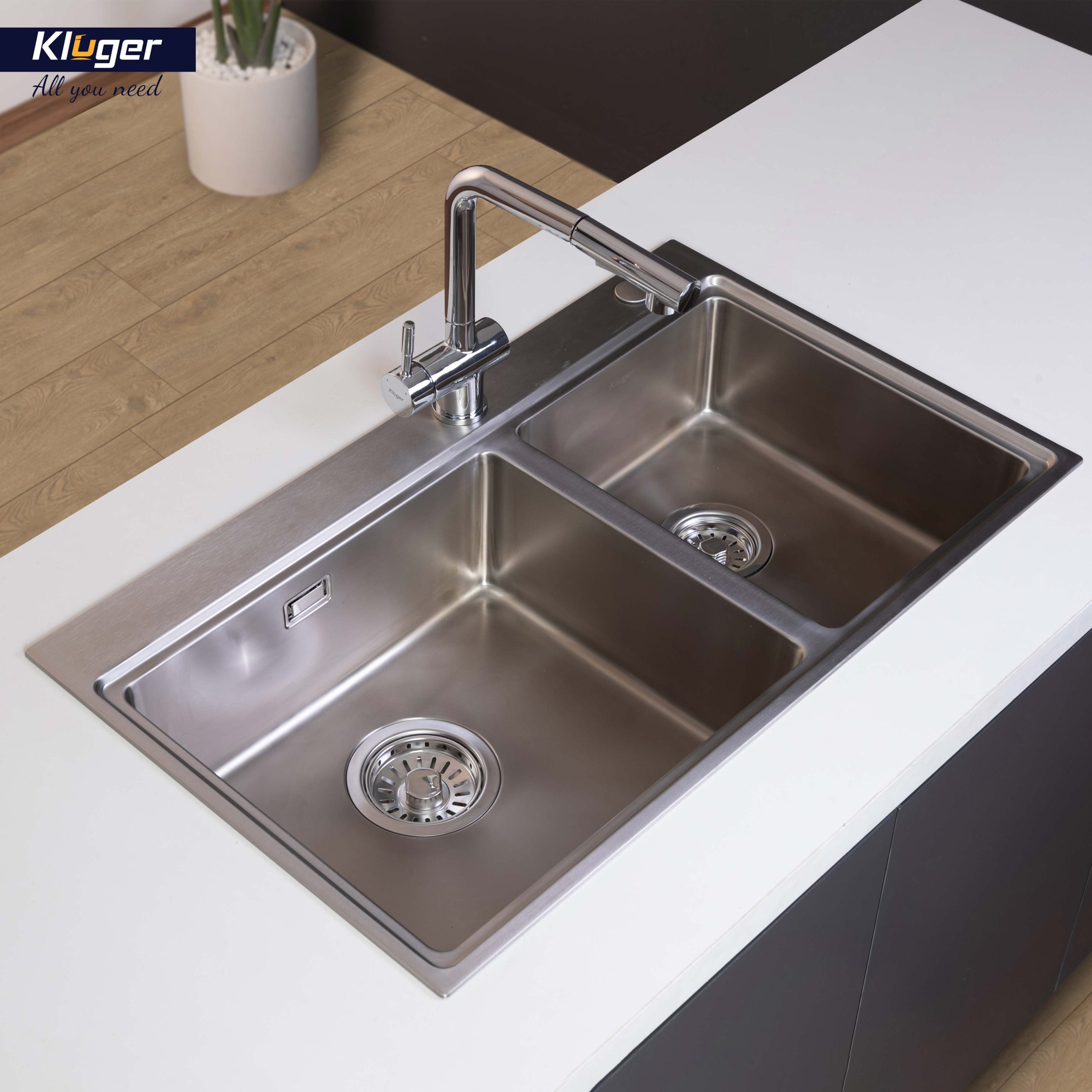 Chậu rửa chén Posco 304 đánh bóng bề mặt Kluger KW8211S - S84