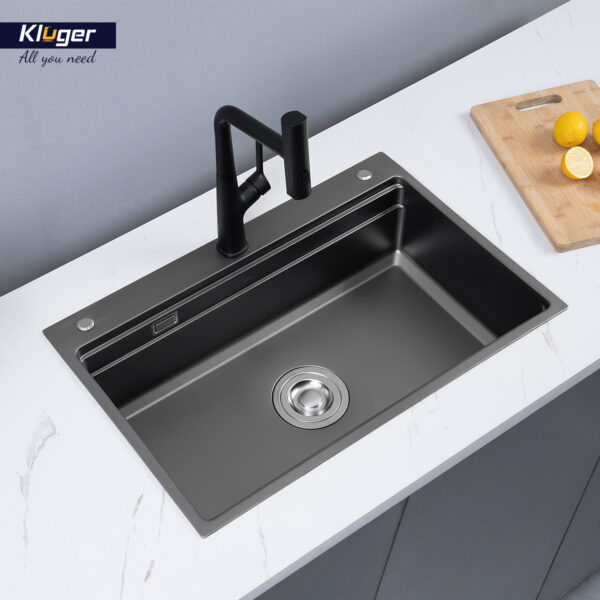 Chậu rửa chén Posco 304 Linen dập nổi KLUGER KWF8161FB-S76 (K600 Series)
