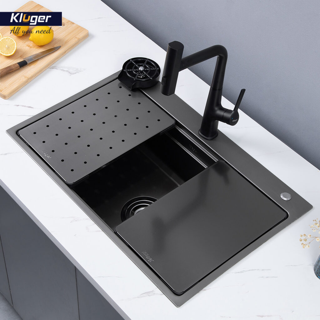 Chậu rửa chén Posco 304 Linen dập nổi KLUGER KWF8161FB-S76 (K600 Series)