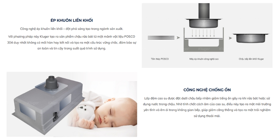 Chậu rửa chén Posco 304 Linen dập nổi KLUGER KWF8161FB-S76 (K600 Series)