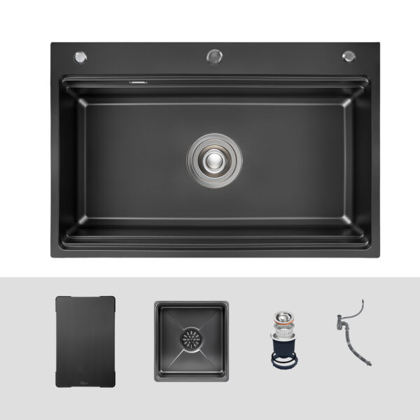 Chậu rửa chén Posco 304 Linen dập nổi KLUGER KWF8161FB-S76Plus (K600 Series)