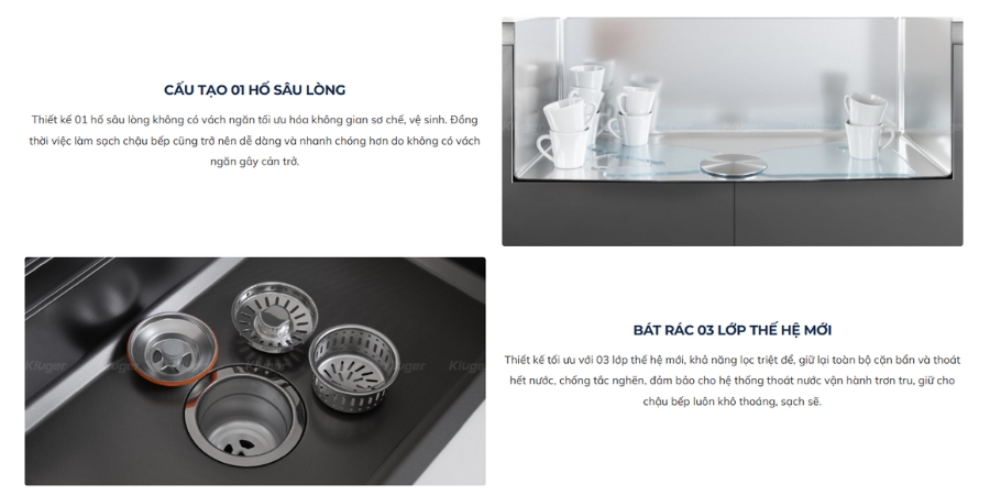 Chậu rửa chén Posco 304 Linen dập nổi KLUGER KWF8161FB-S76Plus (K600 Series)