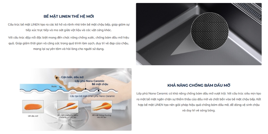 Chậu rửa chén Posco 304 Linen dập nổi KLUGER KWF8161FB-S76WPlus (K600 Series)
