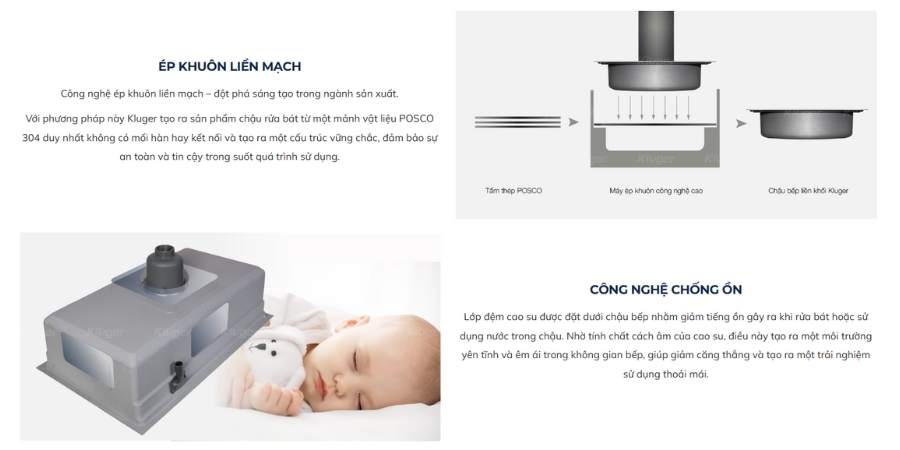 Chậu rửa chén Posco 304 Linen dập nổi KLUGER KWF8161FB-S76WPlus (K600 Series)