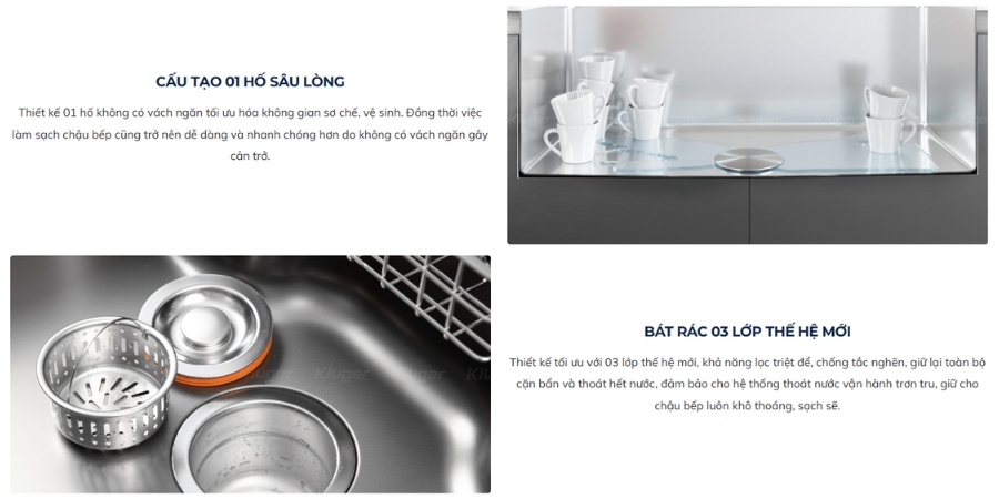 Chậu rửa chén Posco 304 Linen dập nổi KLUGER KWF8161FS-S76 (K600 Series)