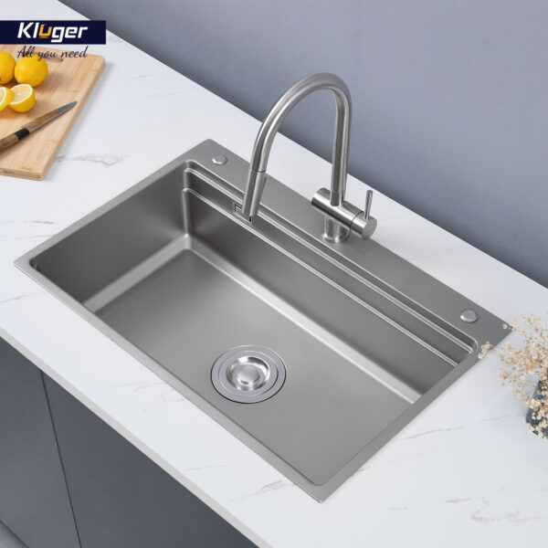 Chậu rửa chén Posco 304 Linen dập nổi KLUGER KWF8161FS-S76Plus (K600 Series)