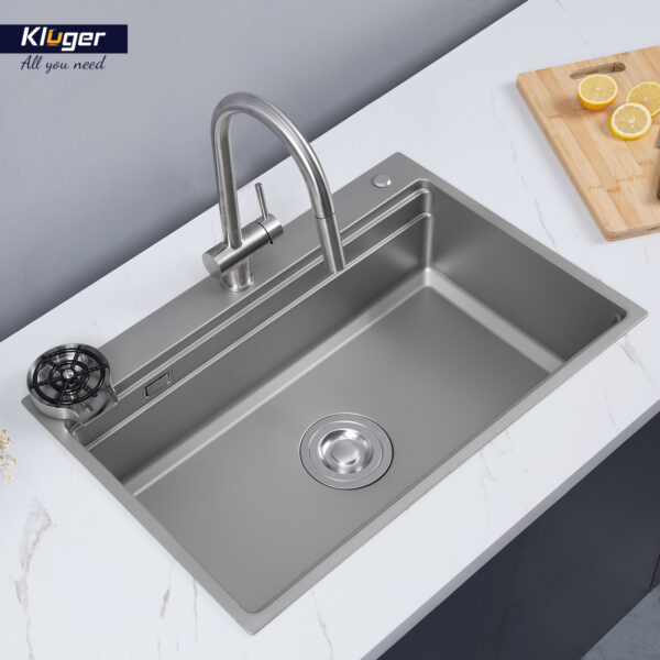 Chậu rửa chén Posco 304 Linen dập nổi KLUGER KWF8161FS-S76Plus (K600 Series)