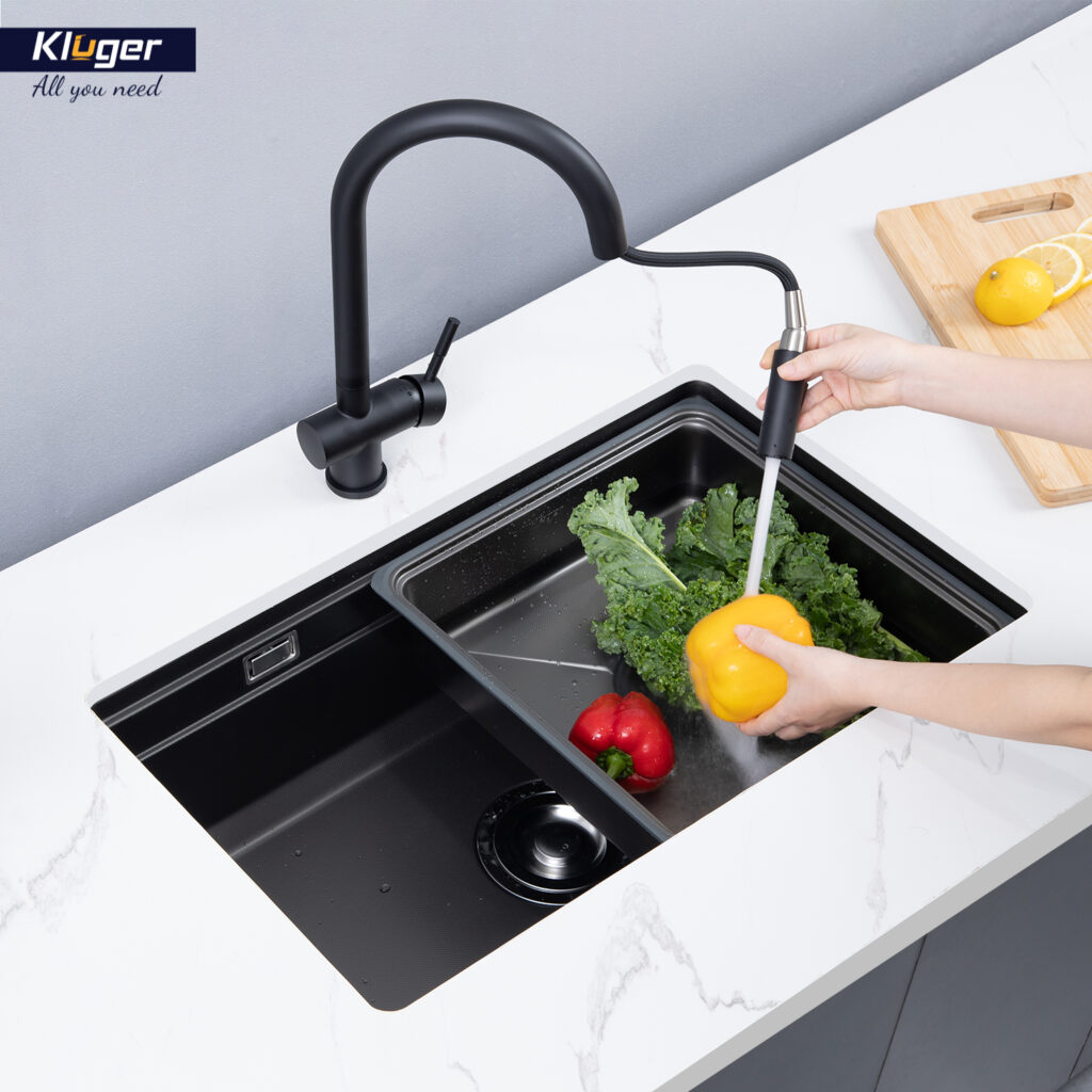 Chậu rửa chén Posco 304 Linen dập nổi KLUGER KWU8161FB-S70