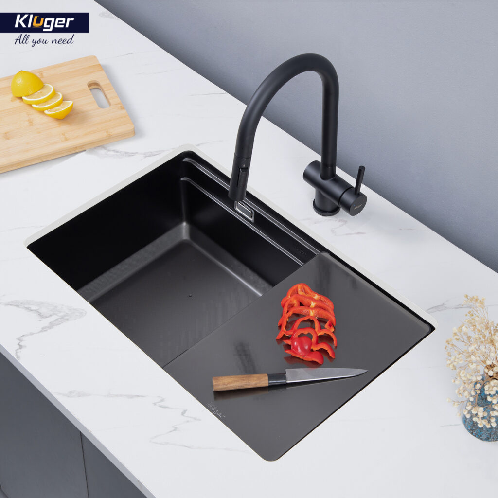 Chậu rửa chén Posco 304 Linen dập nổi KLUGER KWU8161FB-S70