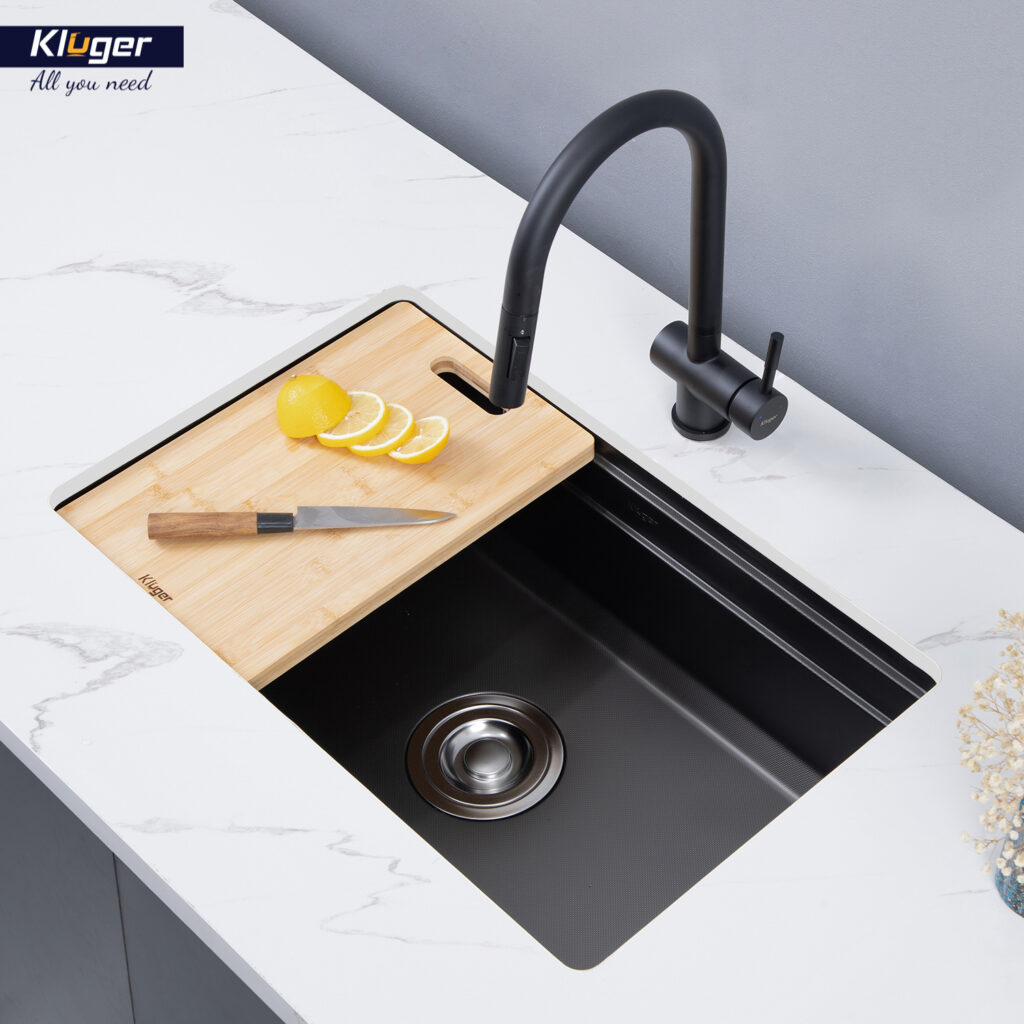 Chậu rửa chén Posco 304 Linen dập nổi KLUGER KWU8161FB-S70