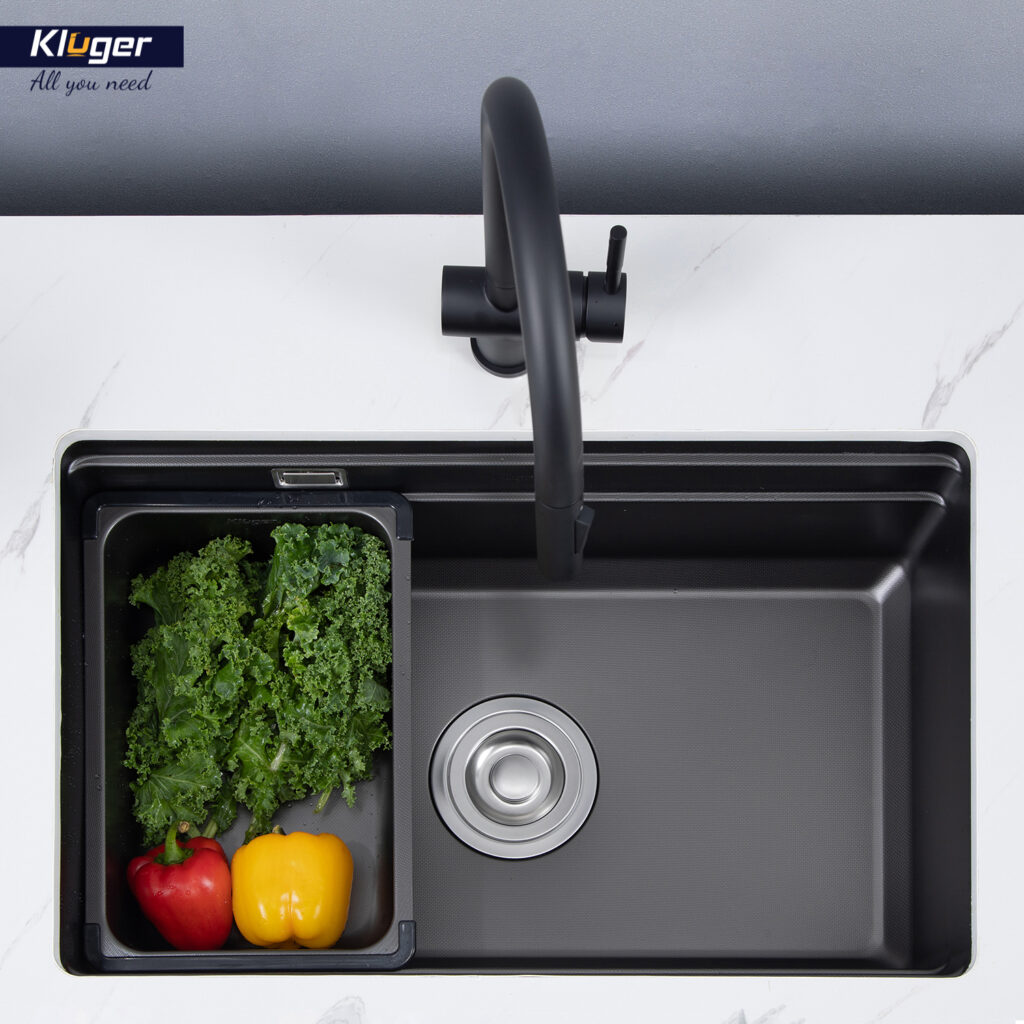 Chậu rửa chén Posco 304 Linen dập nổi KLUGER KWU8161FB-S70