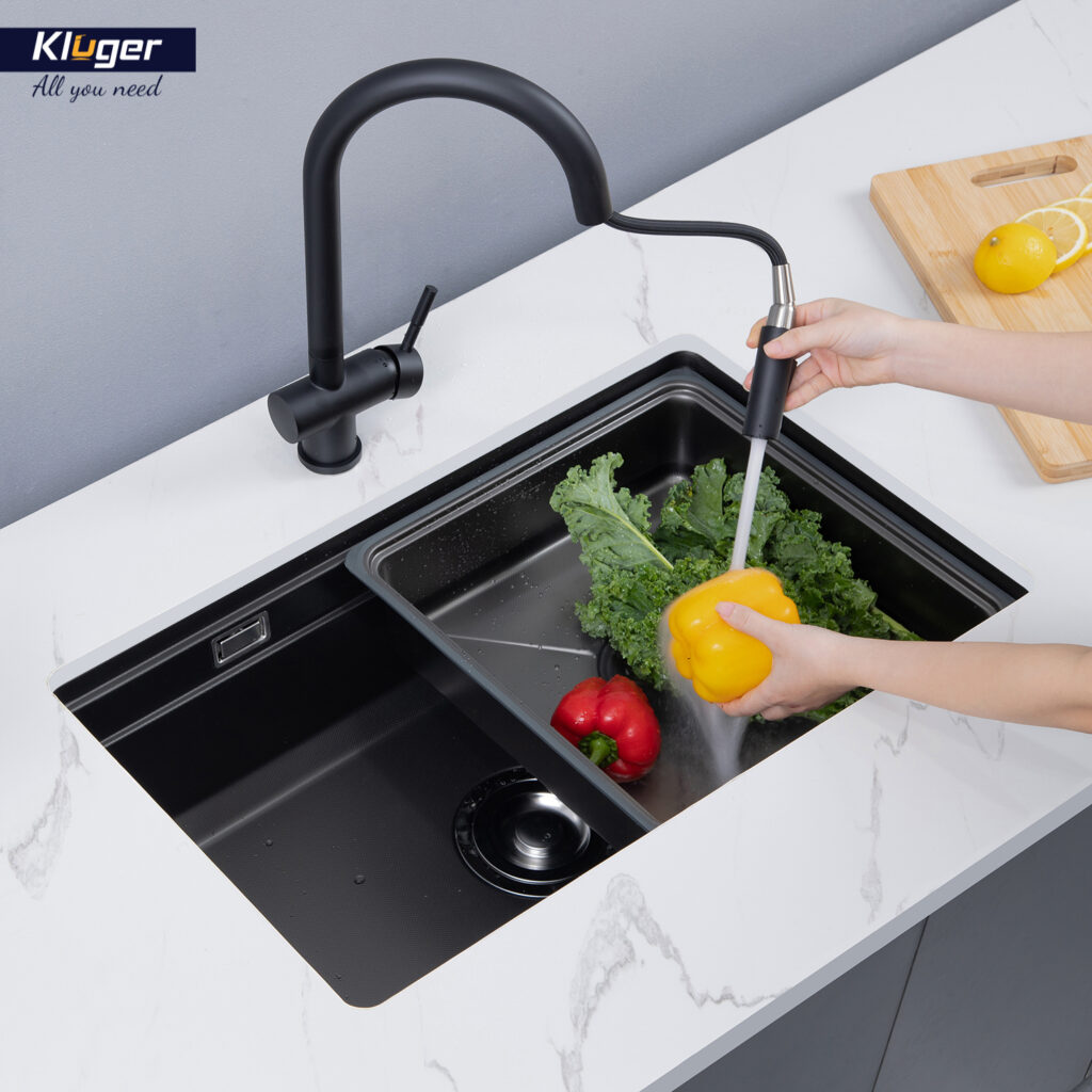 Chậu rửa chén Posco 304 Linen dập nổi KLUGER KWU8161FB-S70