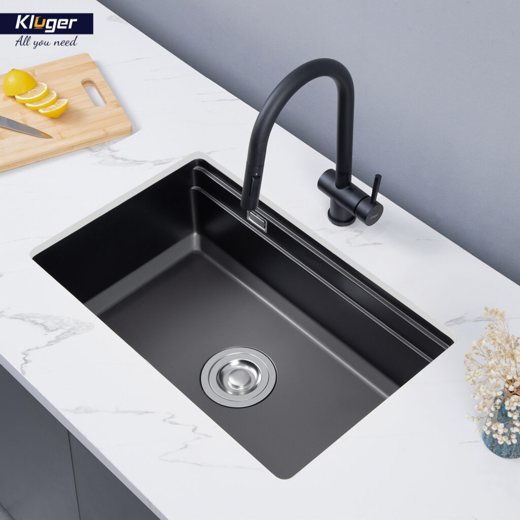 Chậu rửa chén Posco 304 Linen dập nổi KLUGER KWU8161FB-S70
