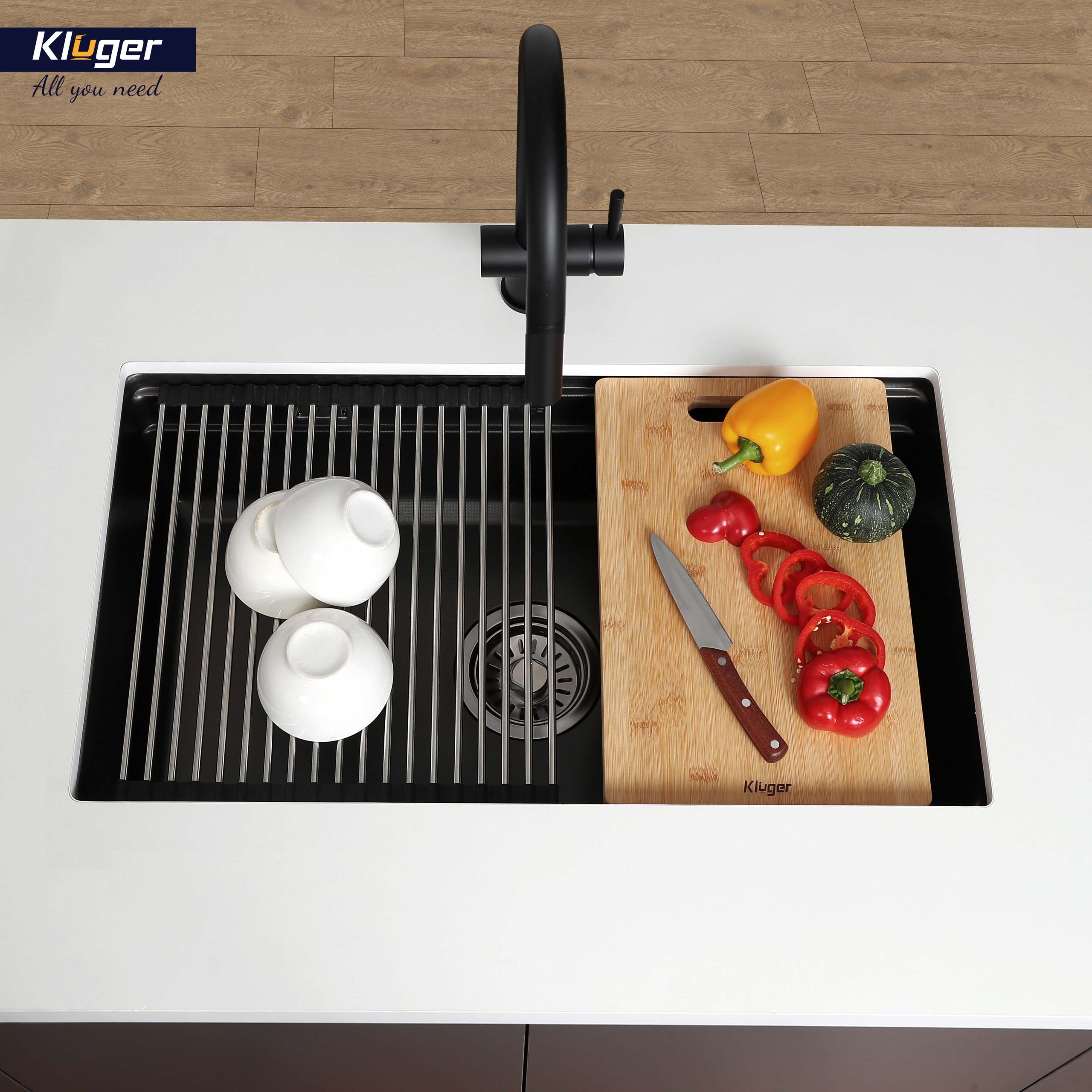 Chậu rửa chén Posco 304 Linen dập nổi KLUGER KWU8161FB-S76