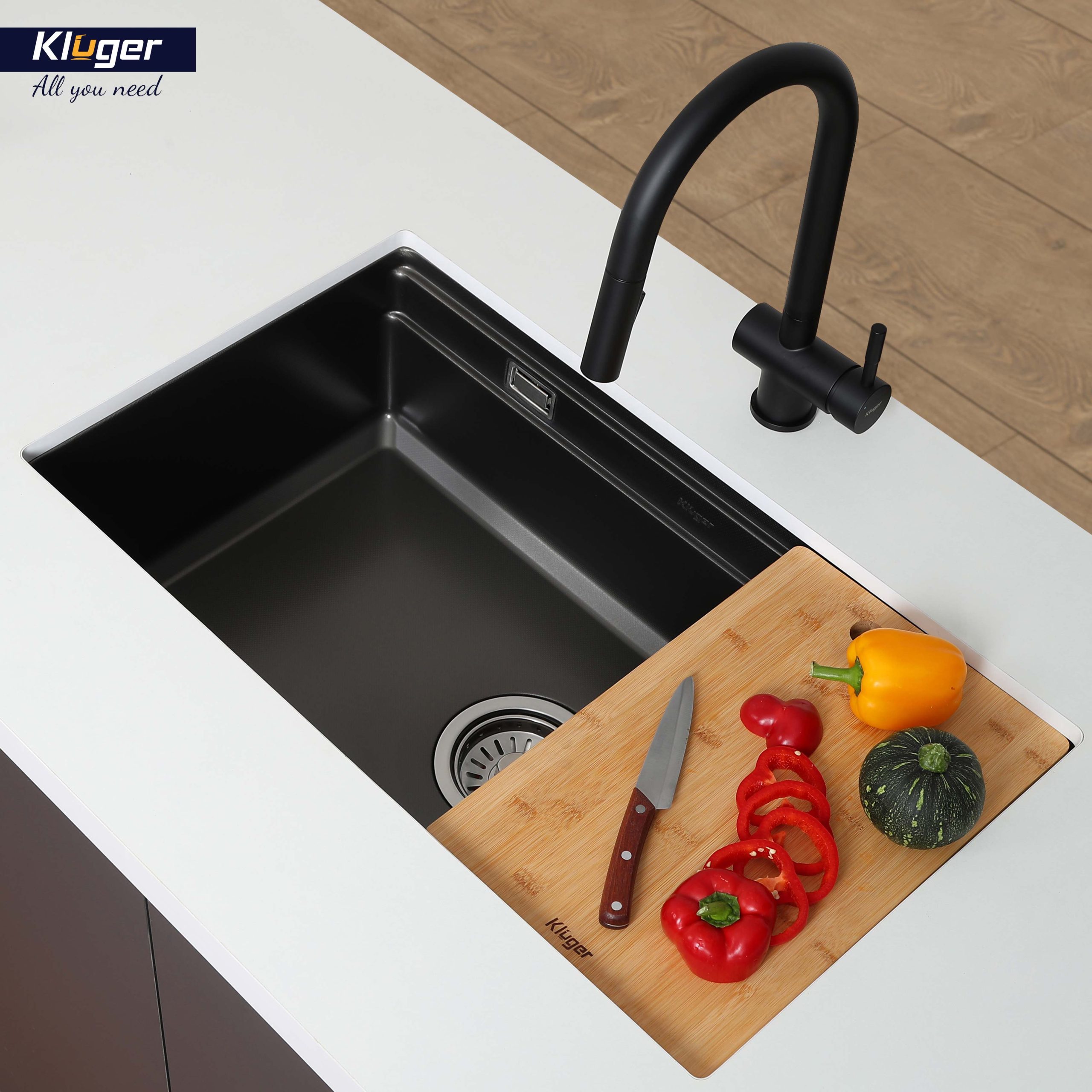 Chậu rửa chén Posco 304 Linen dập nổi KLUGER KWU8161FB-S76