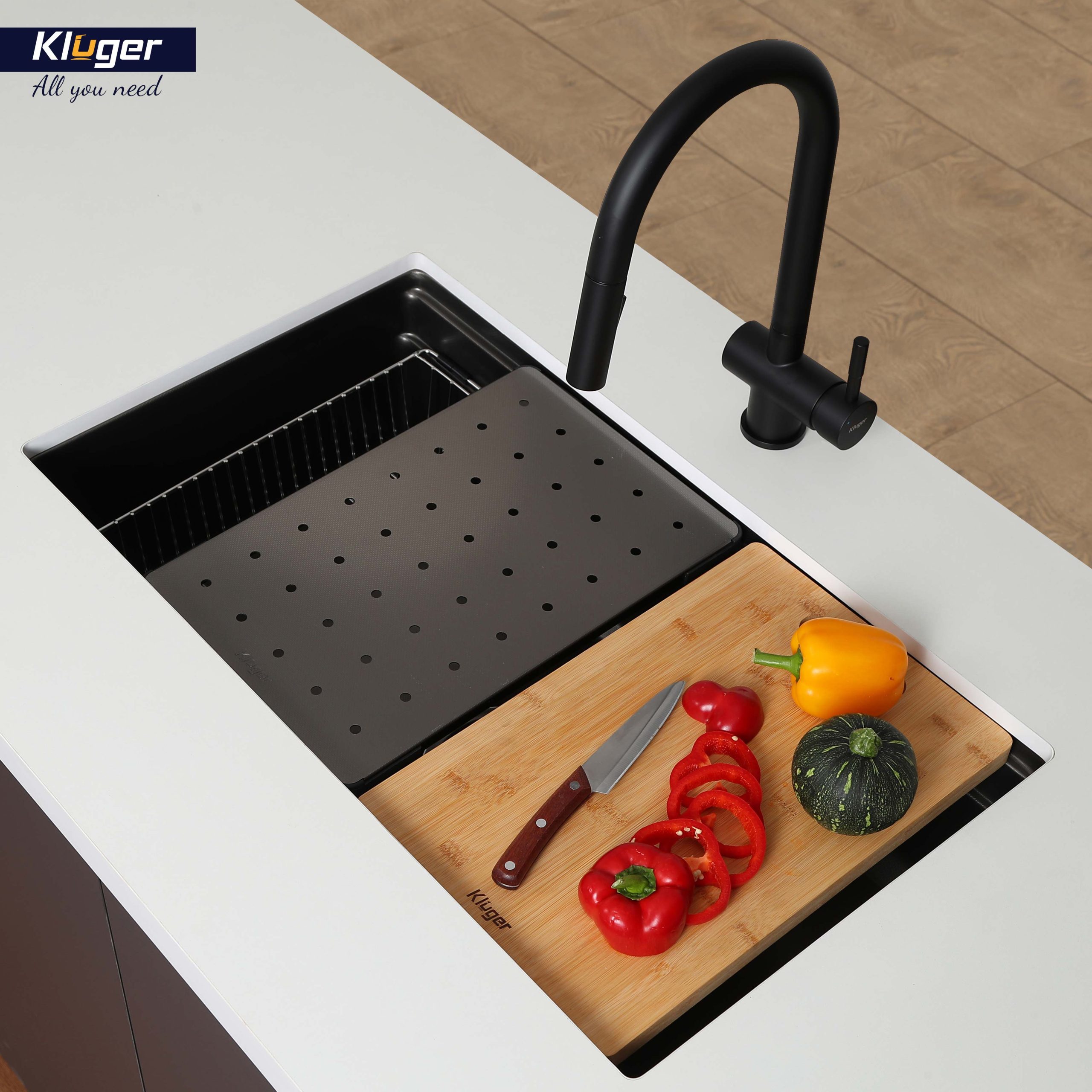 Chậu rửa chén Posco 304 Linen dập nổi KLUGER KWU8161FB-S76