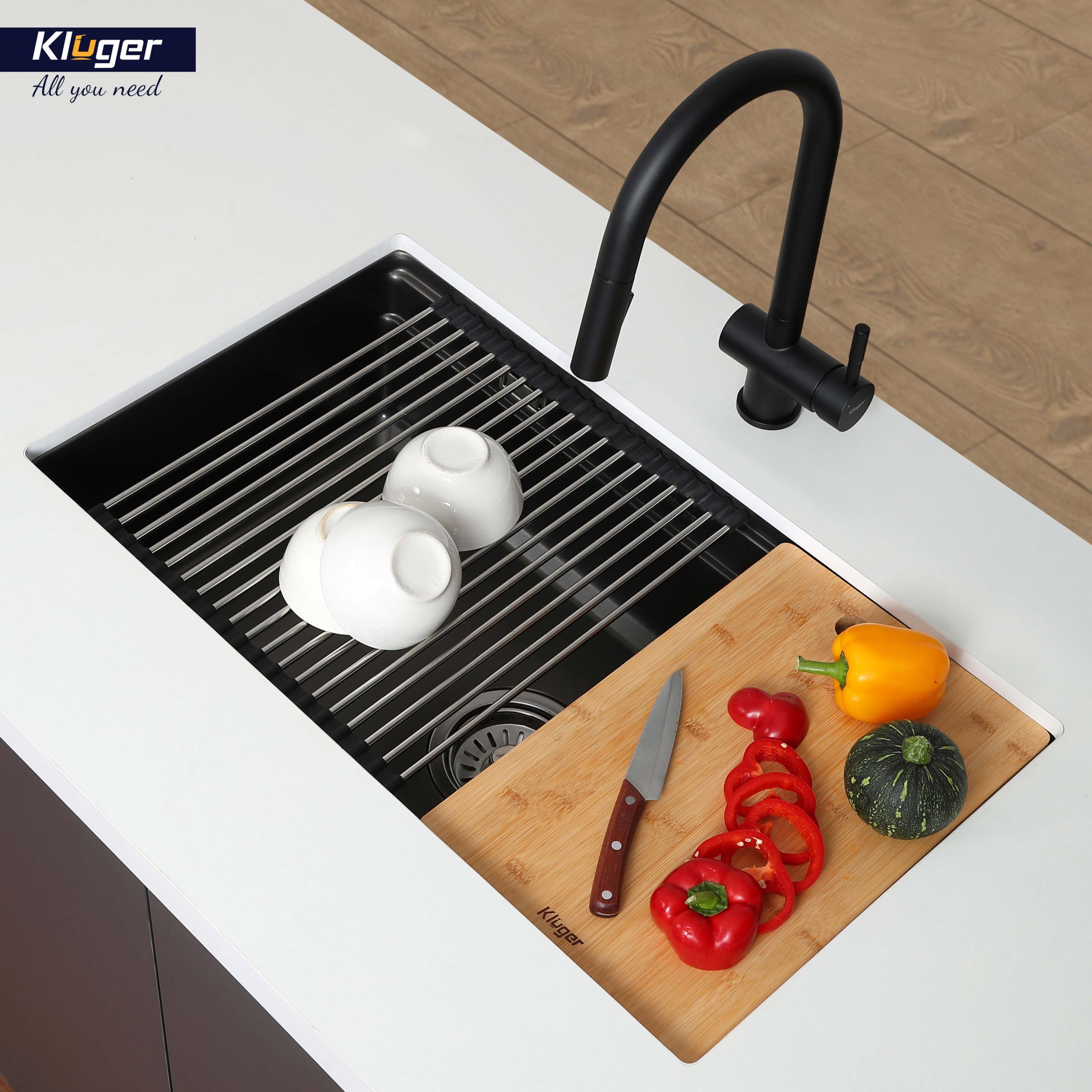 Chậu rửa chén Posco 304 Linen dập nổi KLUGER KWU8161FB-S76