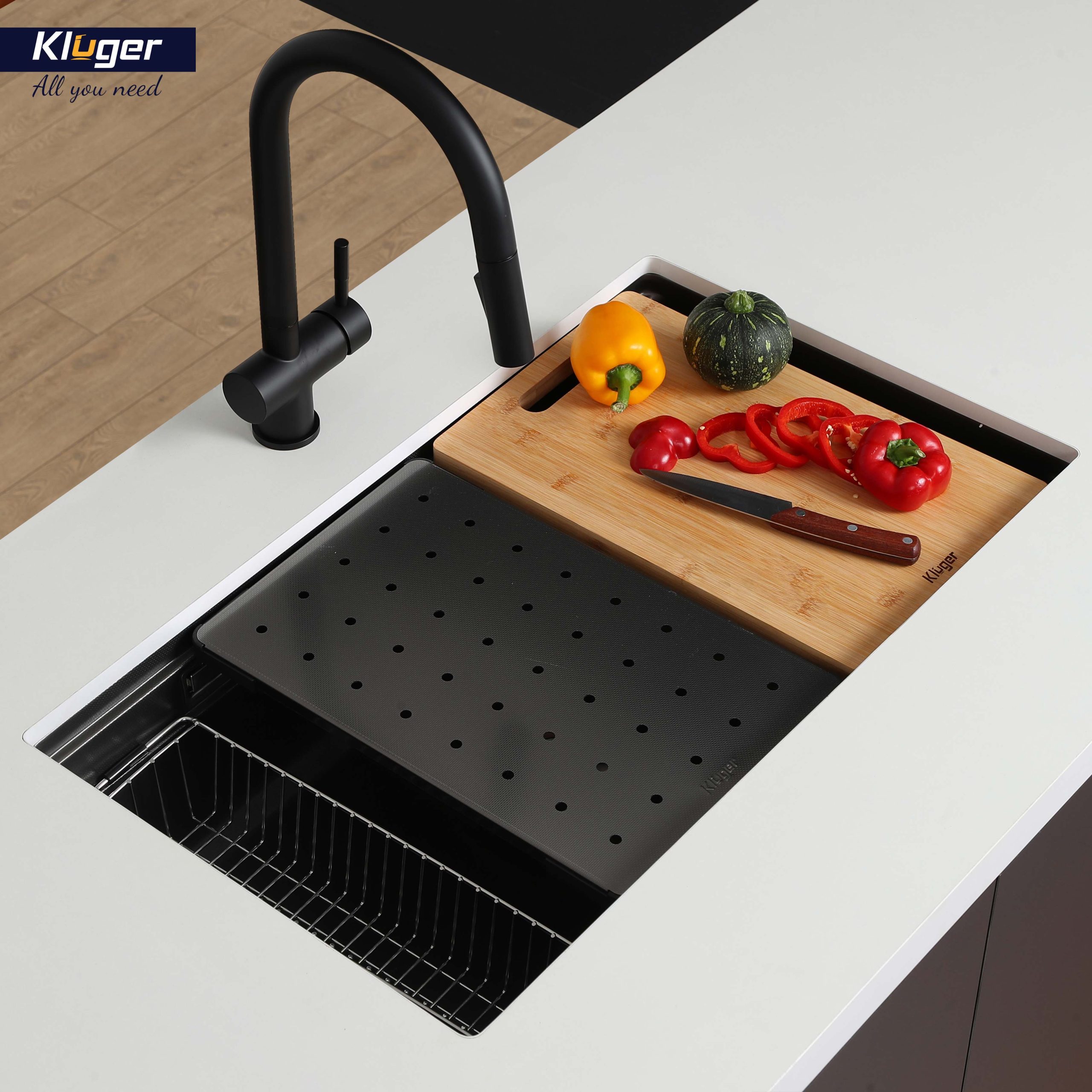 Chậu rửa chén Posco 304 Linen dập nổi KLUGER KWU8161FB-S76