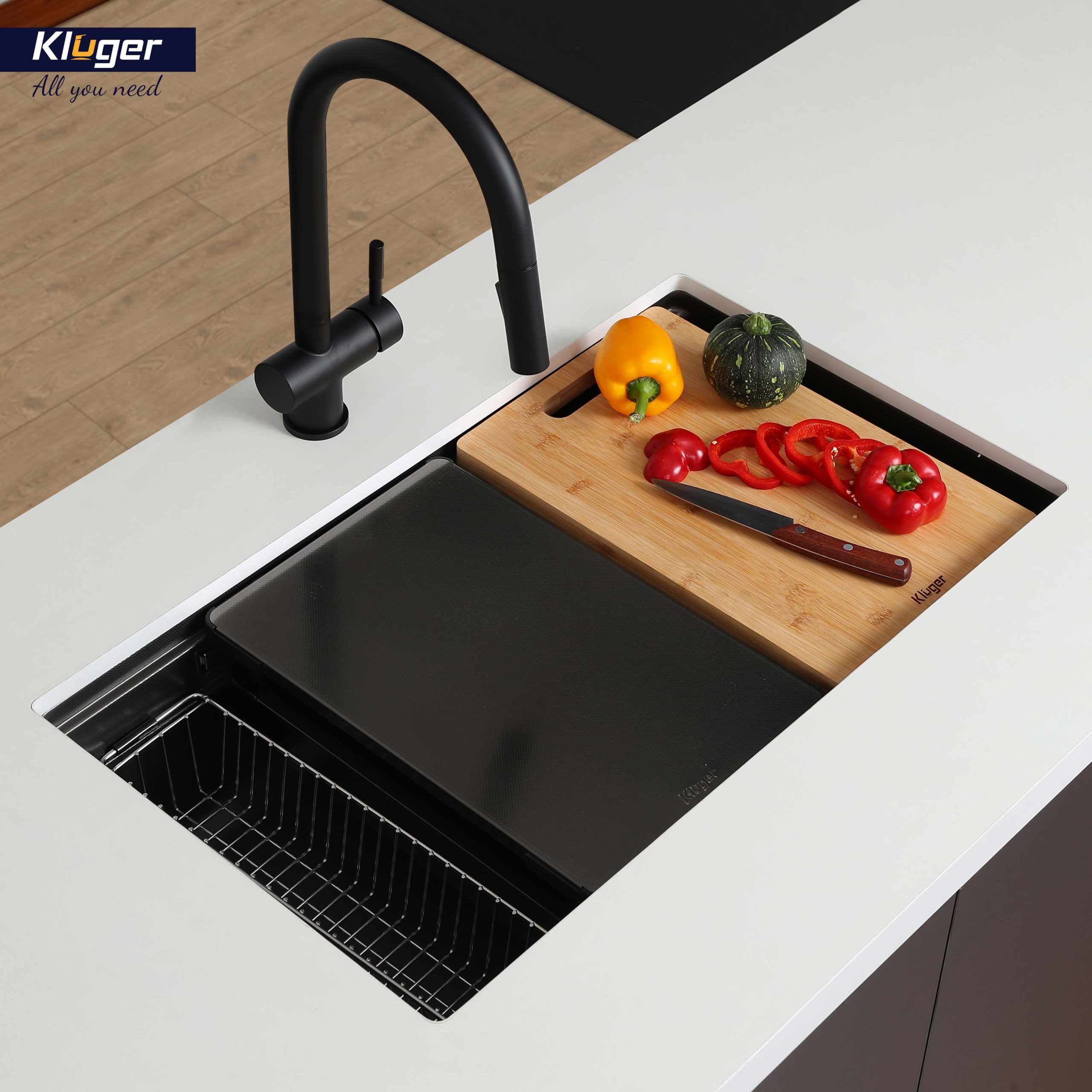 Chậu rửa chén Posco 304 Linen dập nổi KLUGER KWU8161FB-S76