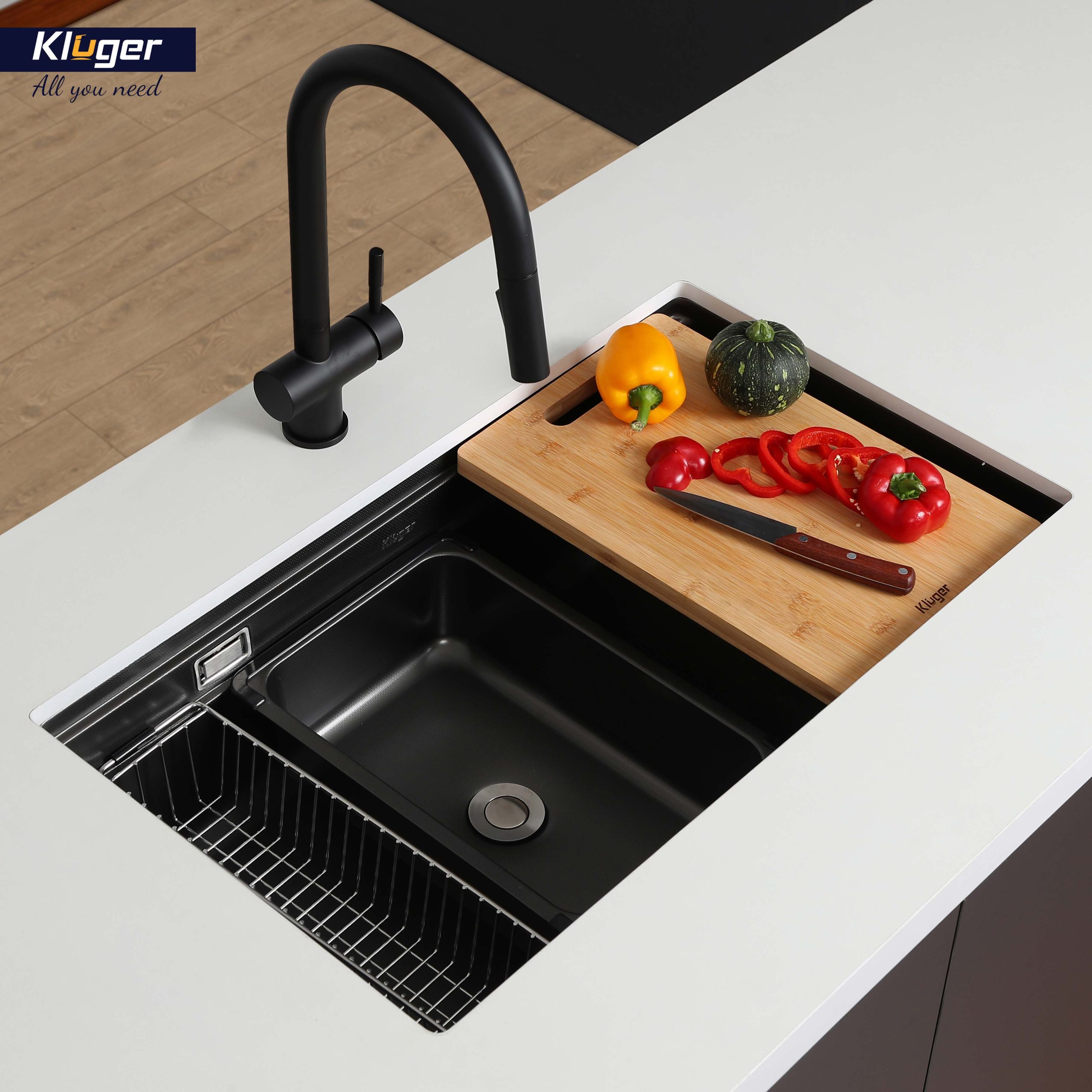 Chậu rửa chén Posco 304 Linen dập nổi KLUGER KWU8161FB-S76