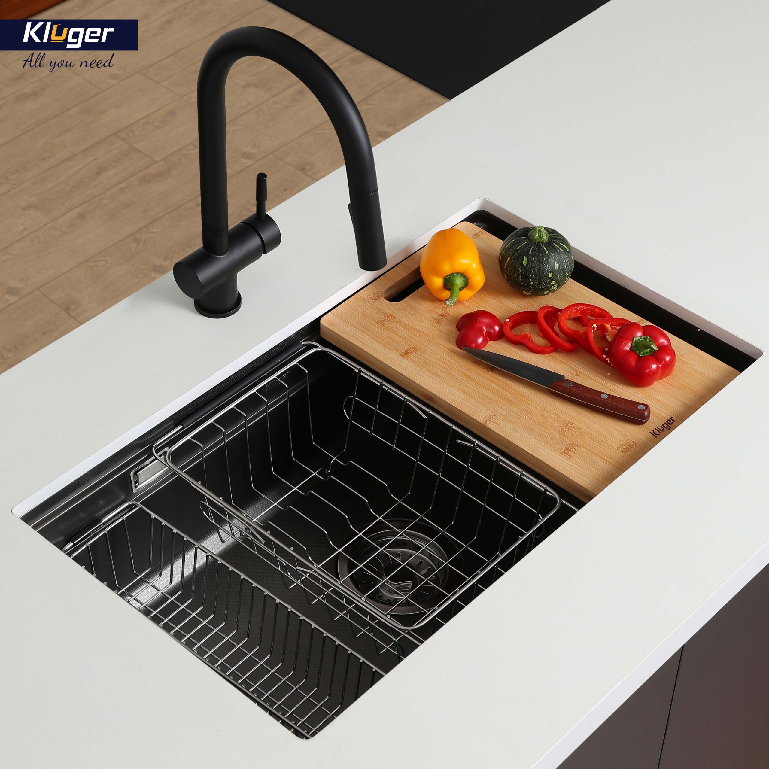 Chậu rửa chén Posco 304 Linen dập nổi KLUGER KWU8161FB-S76