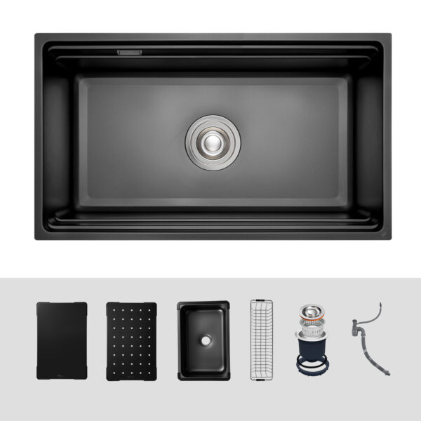 Chậu rửa chén Posco 304 Linen dập nổi KLUGER KWU8161FB-S76Plus (K600 Series)