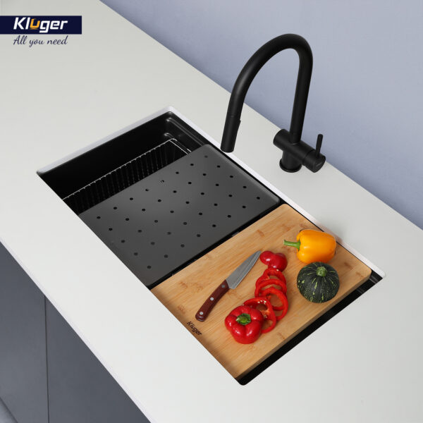 Chậu rửa chén Posco 304 Linen dập nổi KLUGER KWU8161FB-S76Plus (K600 Series)