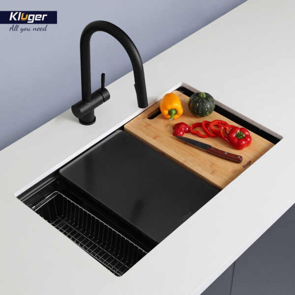 Chậu rửa chén Posco 304 Linen dập nổi KLUGER KWU8161FB-S76Plus (K600 Series)