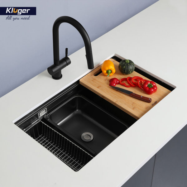 Chậu rửa chén Posco 304 Linen dập nổi KLUGER KWU8161FB-S76Plus (K600 Series)