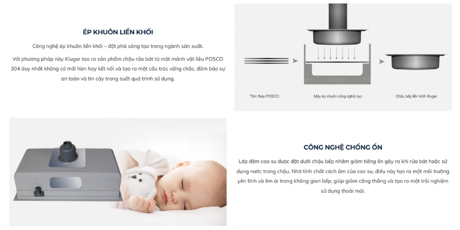 Chậu rửa chén Posco 304 Linen dập nổi KLUGER KWU8161FS-S70 (K600 Series)