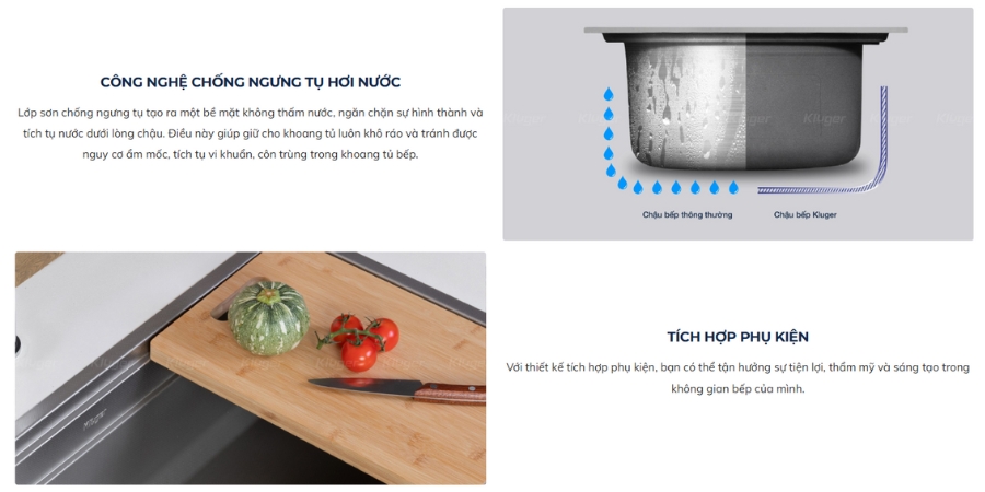 Chậu rửa chén Posco 304 Linen dập nổi KLUGER KWU8161FS-S70 (K600 Series)