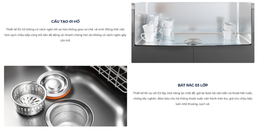 Chậu rửa chén Posco 304 Linen dập nổi KLUGER KWU8161FS-S70 (K600 Series)