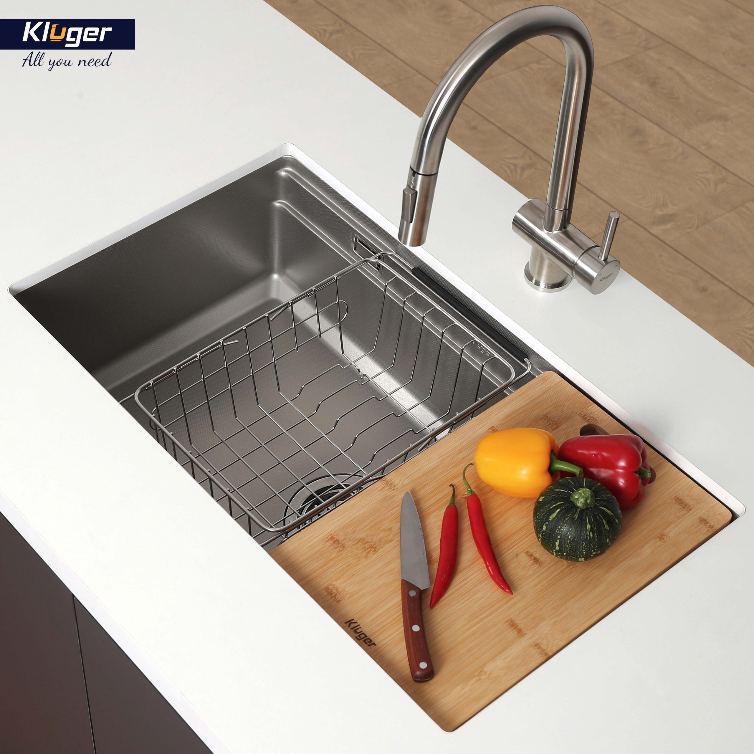 Chậu rửa chén Posco 304 Linen dập nổi KLUGER KWU8161FS-S76